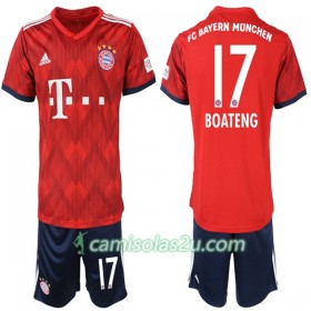 Camisolas de Futebol FC Bayern München Boateng 17 Criança Equipamento Principal 2018/19 Manga Curta